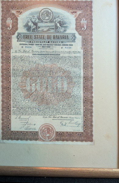 Freistaat Bayern – „Free State of Bavaria, External Twenty Year Six and One-Half Per Cent. Sinking Fund Gold Bond" über 1.000 Dollar, Nr. M5130 (Nachdruck für BfG)