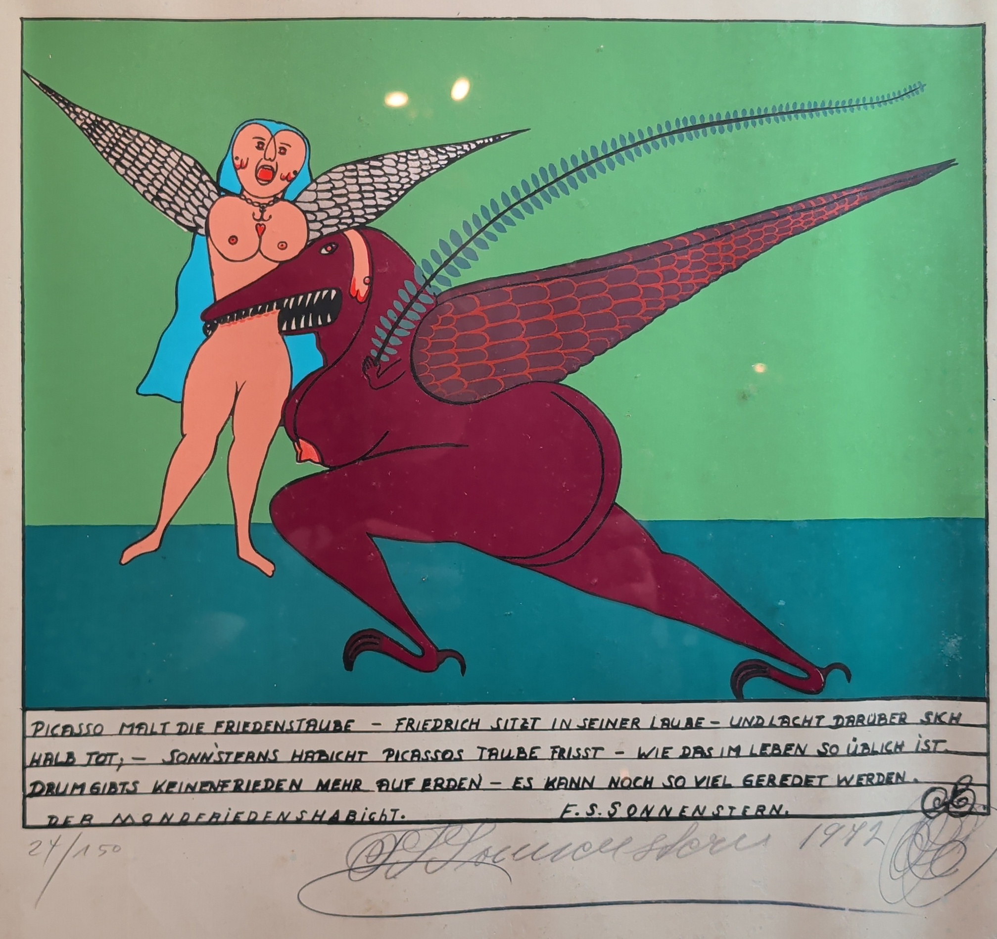 Friedrich Schröder-Sonnenstern, Der Mondfriedenshabicht („Picasso malt die Friedenstaube …")