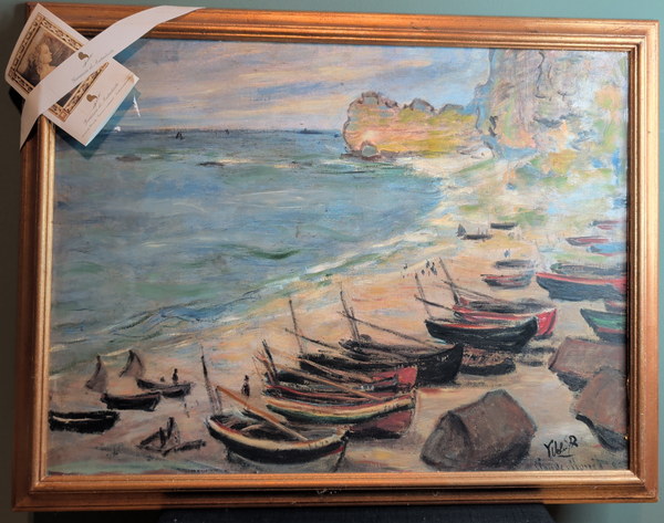 Fischerboote am Strand von Étretat (nach Claude Monet)