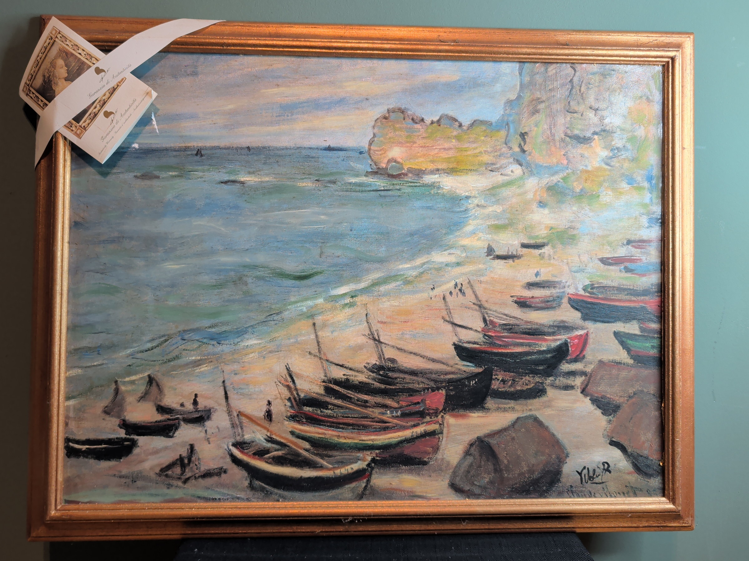 Unbekannter Kopist des 20. Jahrhunderts (nach Claude Monet), Fischerboote am Strand von Étretat (nach Claude Monet)